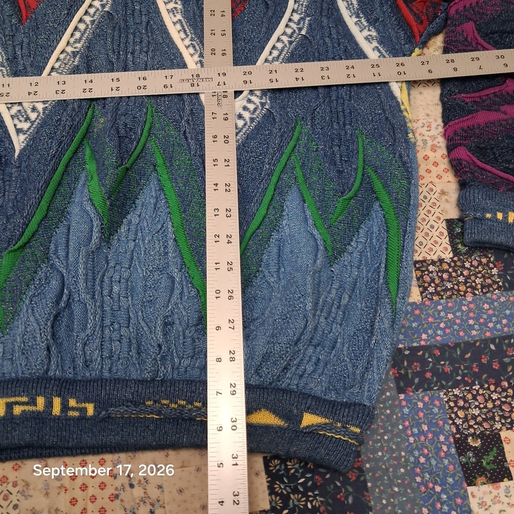 90s Vintage Coogi Blues 3D Knit Sweater Mens XL Australia Biggie Cosby Zig Zag - Picture 9 of 11